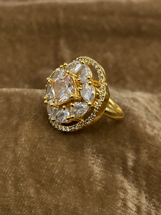 Premium Quality Gold Plated Zircons Studded Ring