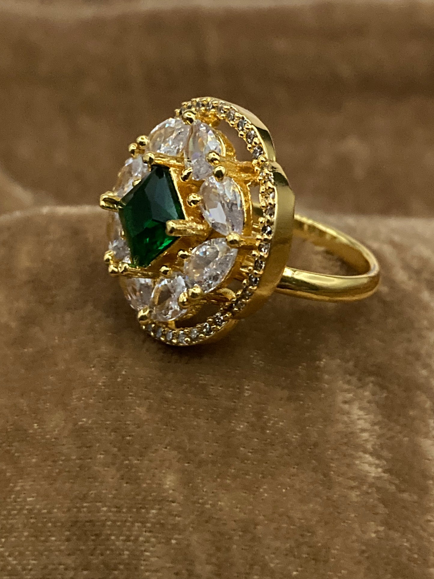 Premium Quality Gold Plated Zircon Studded Ring