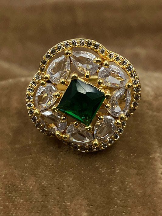 Premium Quality Gold Plated Zircon Studded Ring