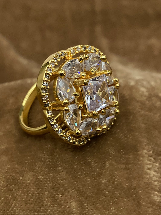 Premium Quality Gold Plated Zircon Studded Ring