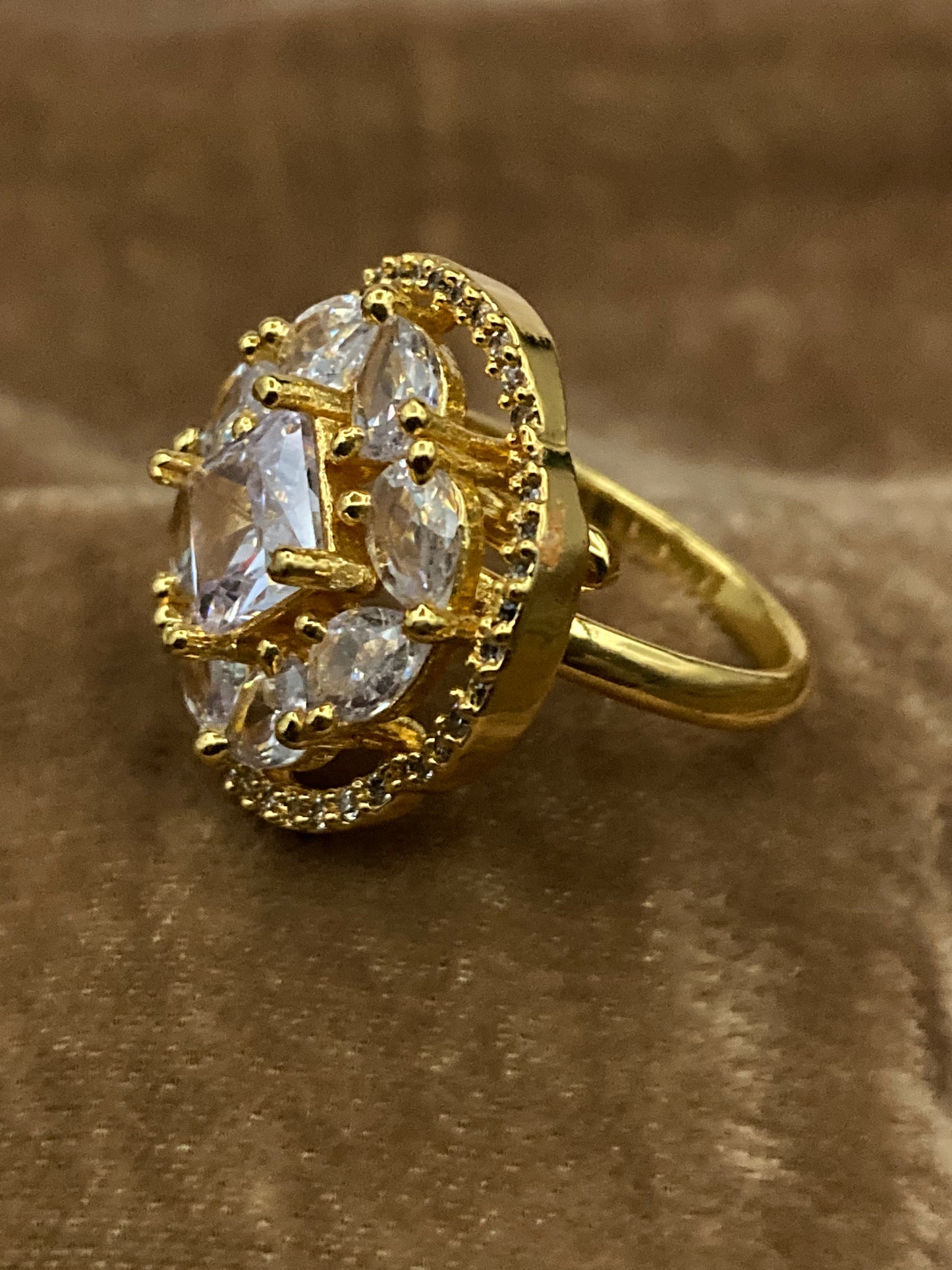 Premium Quality Gold Plated Zircon Studded Ring