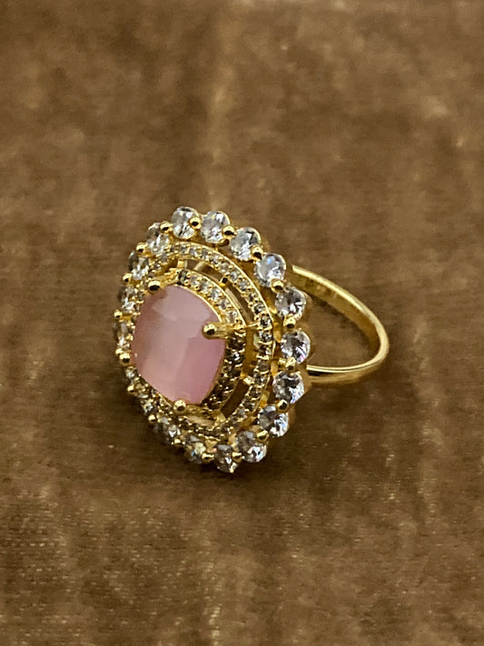 Premium Quality Gold Plated Zircon Studded Ring