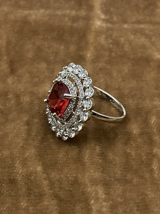 Premium Quality Deep Rhodium Plated Zircon Studded Ring