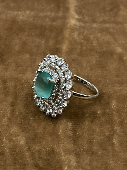 Premium Quality Deep Rhodium Plated Zircon Studded Ring