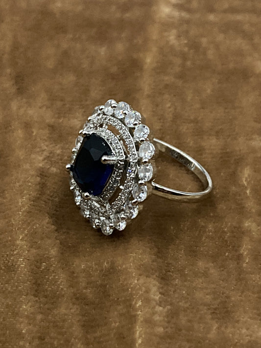 Premium Quality Deep Rhodium Plated Zircon Studded Ring