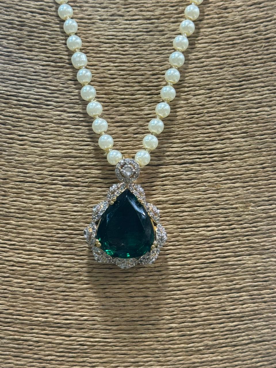 Pure Gold Plated AD Pendant Set | The Jewels Merchant