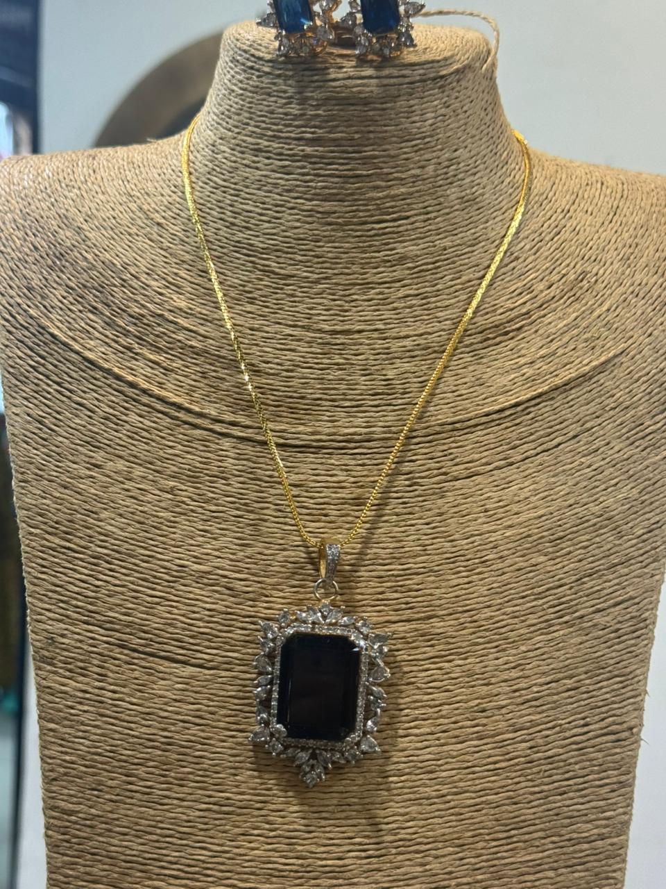 Pure Gold Plated AD Pendant Set | The Jewels Merchant