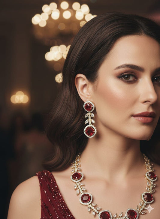 Rhodium Plated Zircon Necklace Set