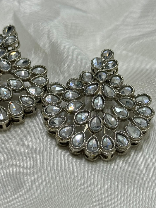 Silver Stone Statement Earrings | The Jewels Merchant