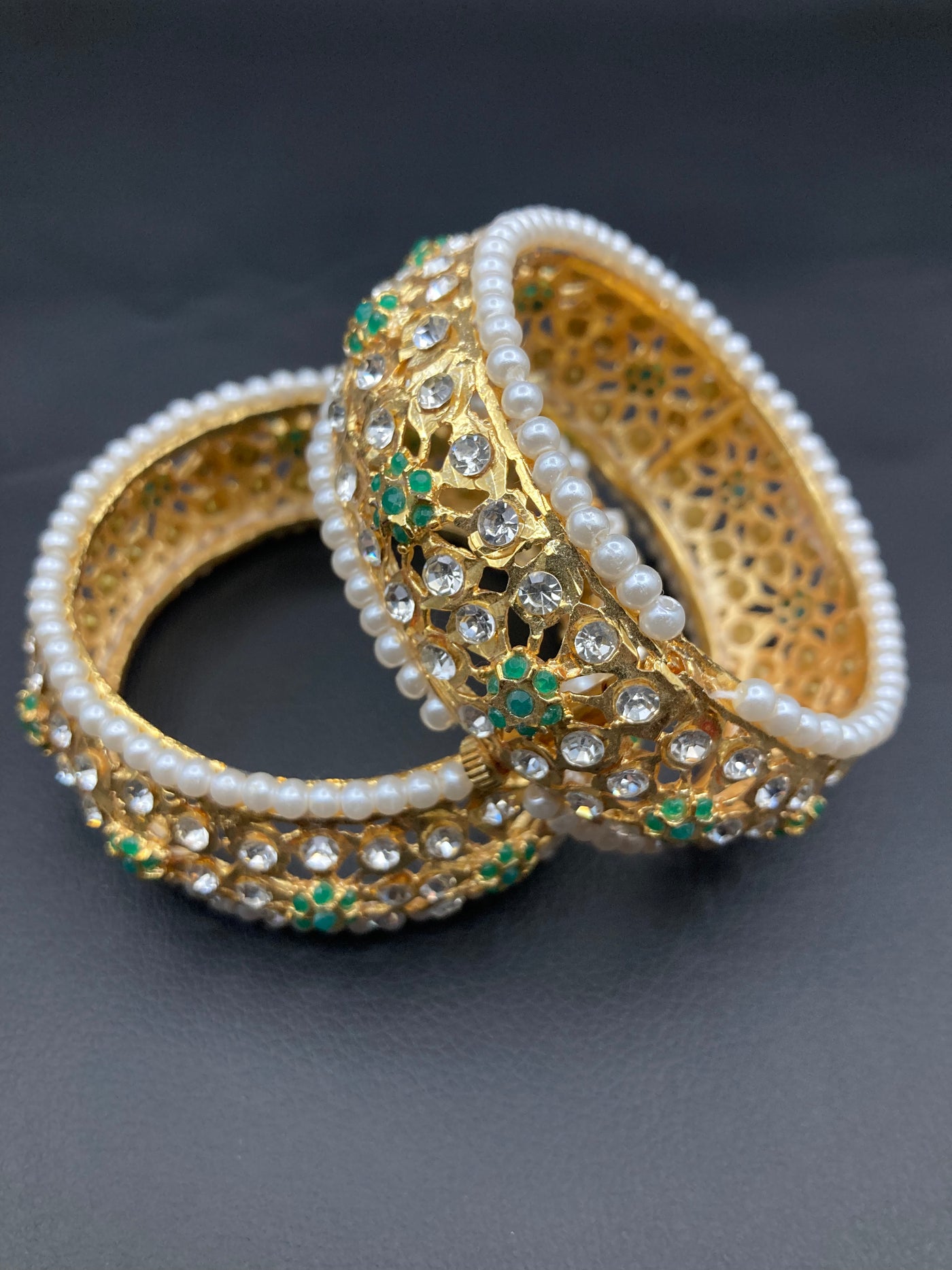Gold Plated Hyderabadi Nauratan  Colour Stones Openable Bangle