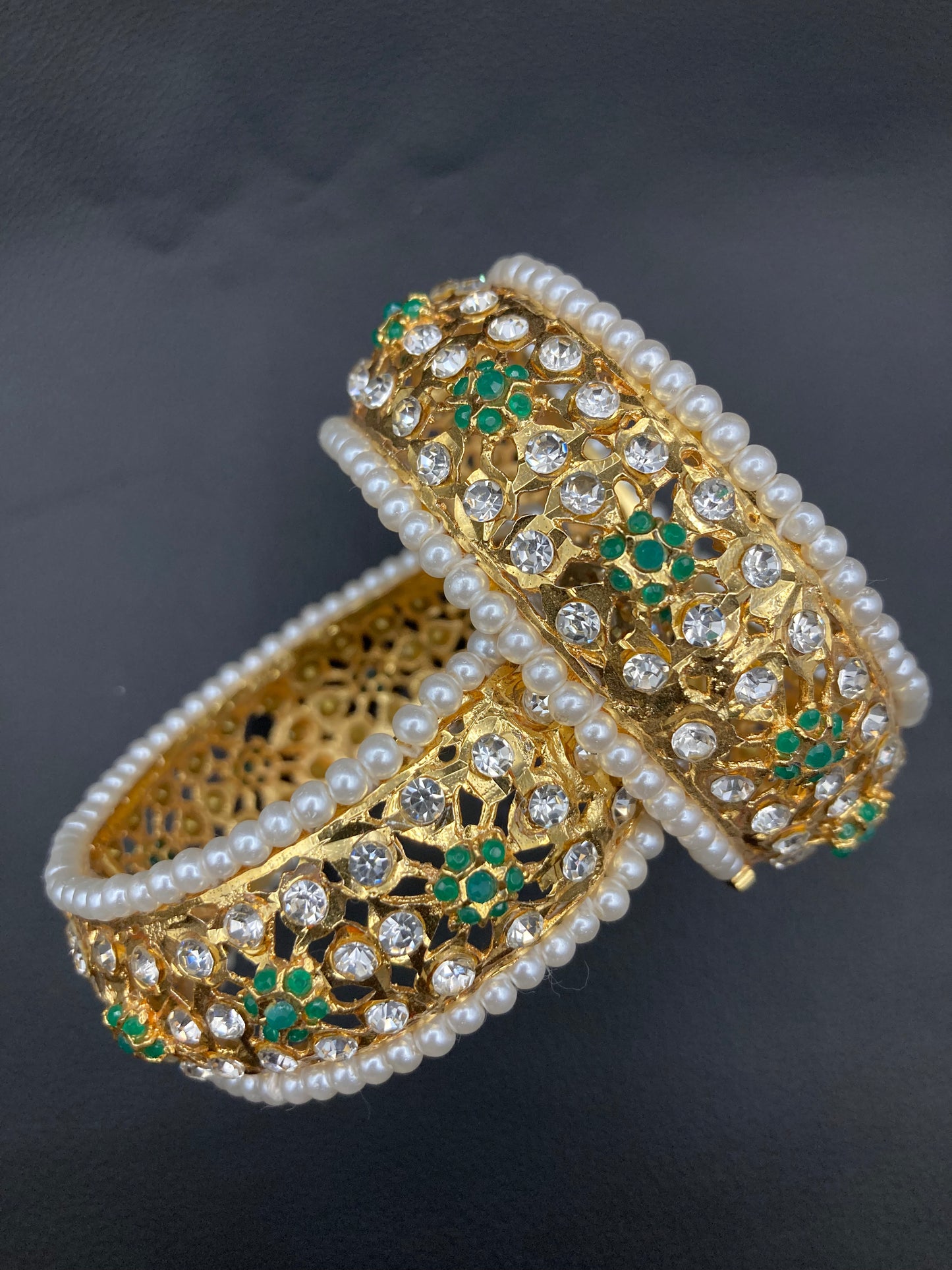 Gold Plated Hyderabadi Nauratan  Colour Stones Openable Bangle