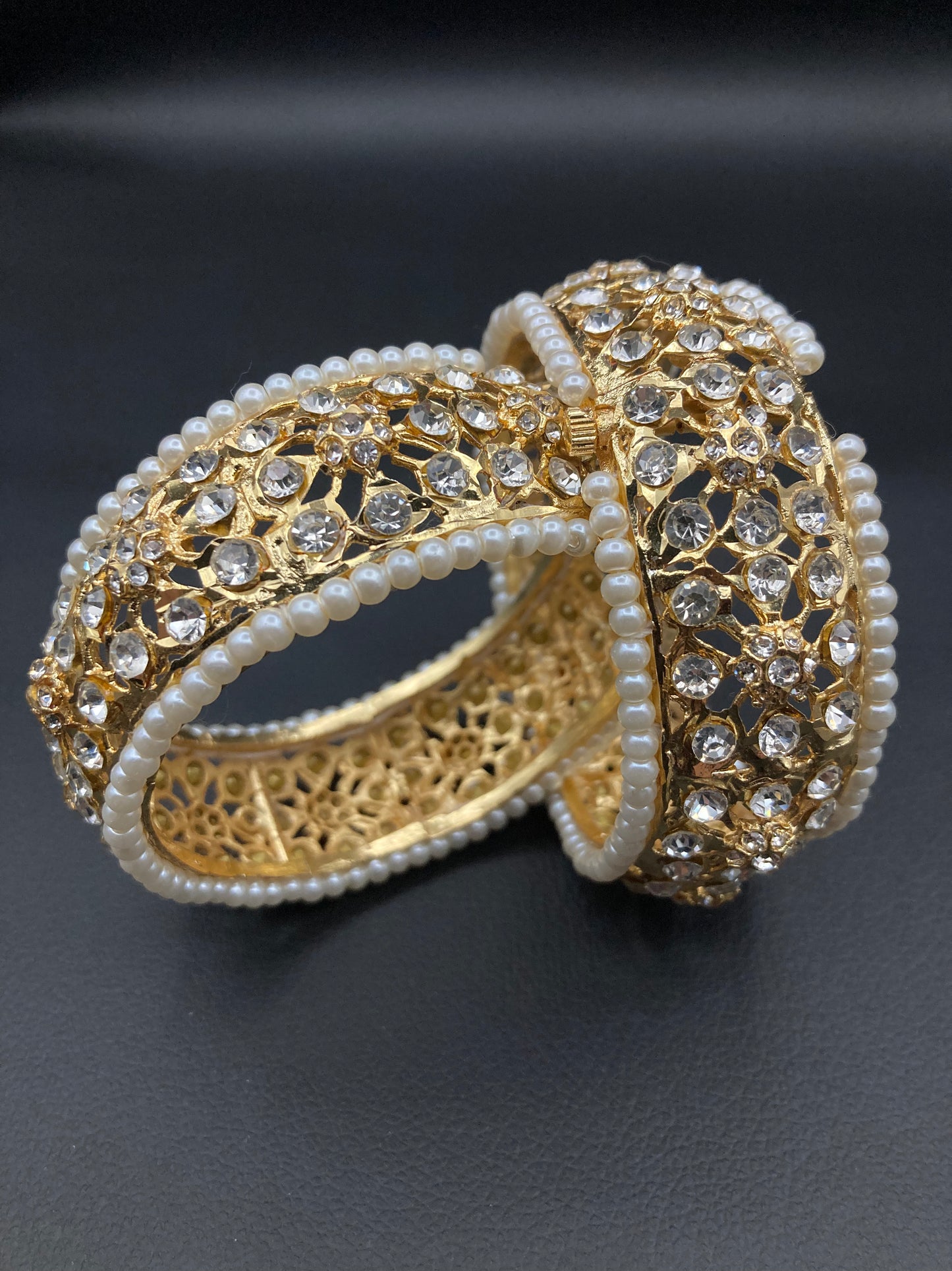 Gold Plated Hyderabadi Nauratan  Colour Stones Openable Bangle