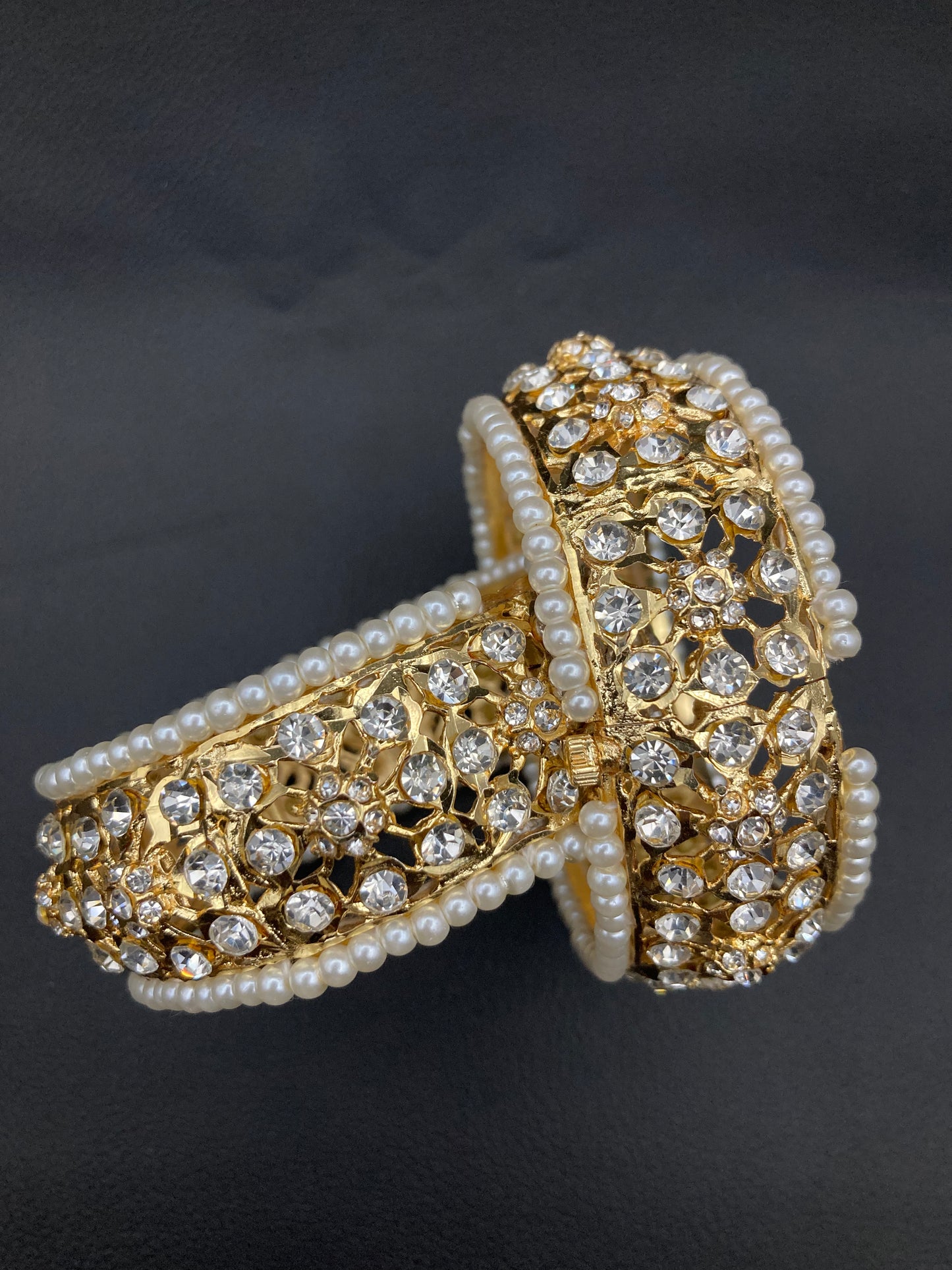 Gold Plated Hyderabadi Nauratan  Colour Stones Openable Bangle