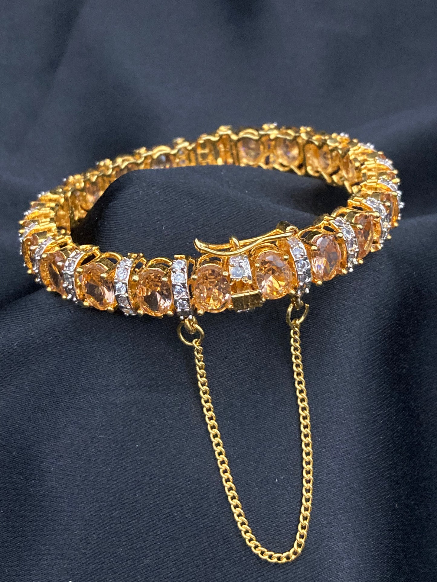 Gold And Rhodium Plated Zircon Bangle