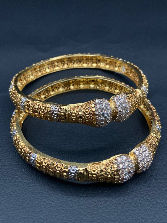 Gold And Rhodium Plated Zircon Bangle