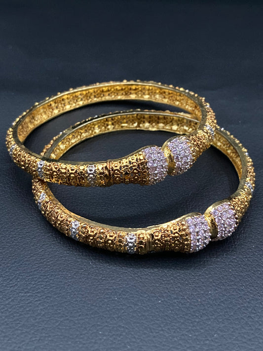 Gold And Rhodium Plated Zircon Bangle