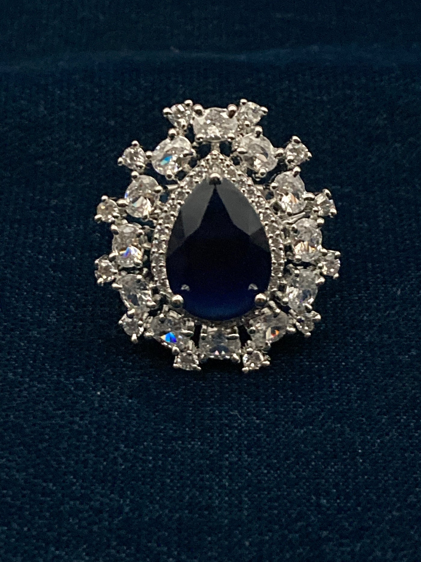 Deep Rhodium Plated Zircon Studded Adjustable Ring