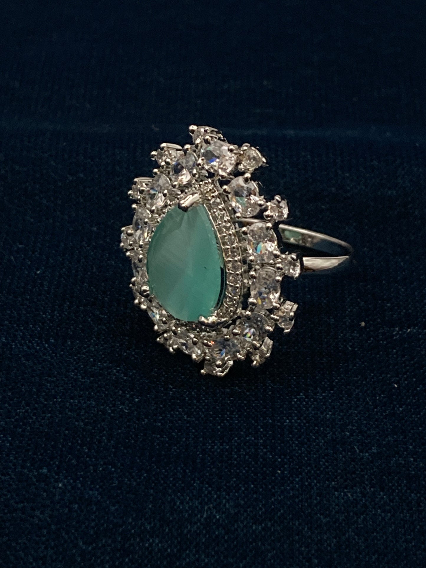 Deep Rhodium Plated Zircon Studded Adjustable Ring