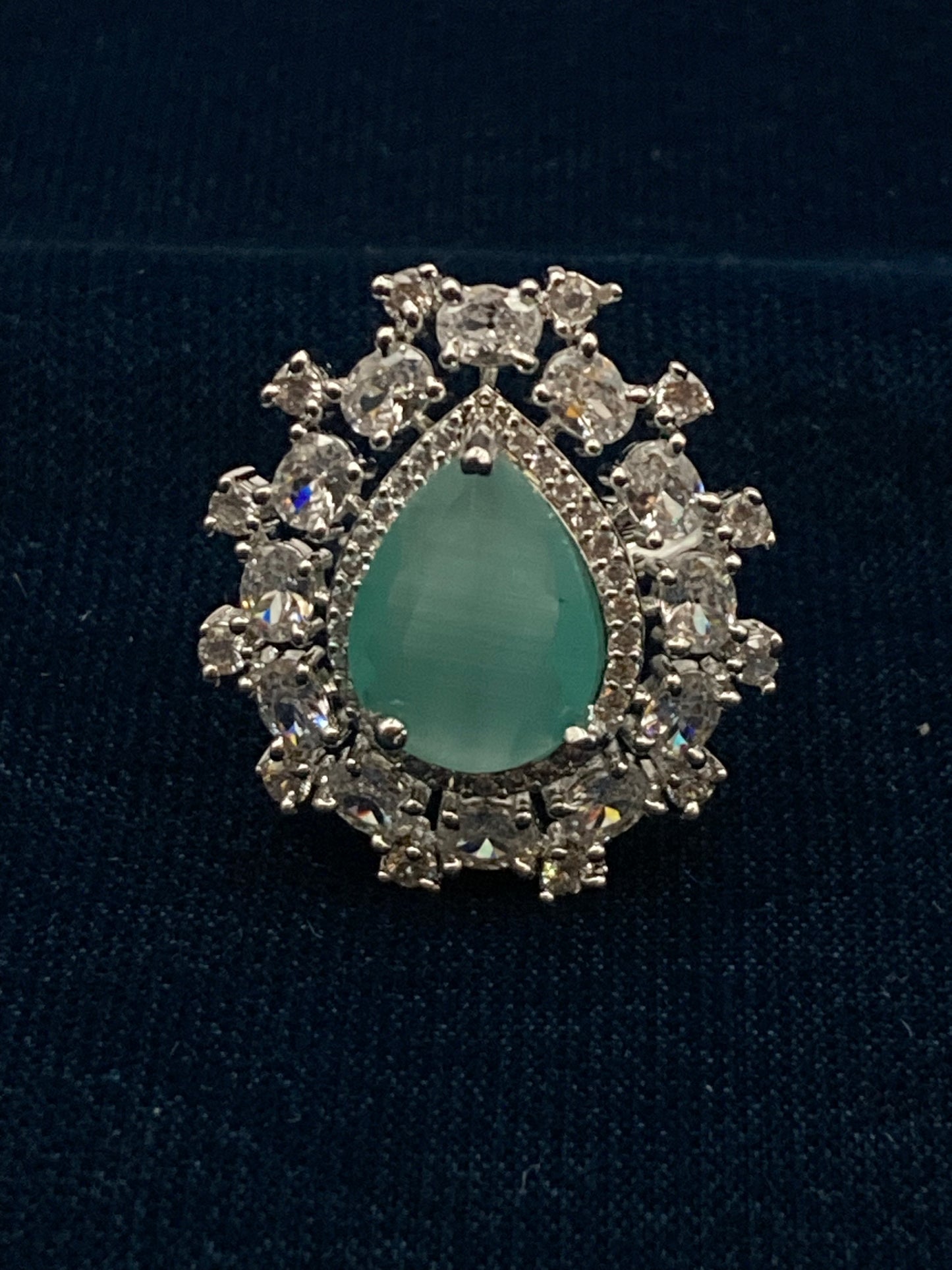 Deep Rhodium Plated Zircon Studded Adjustable Ring