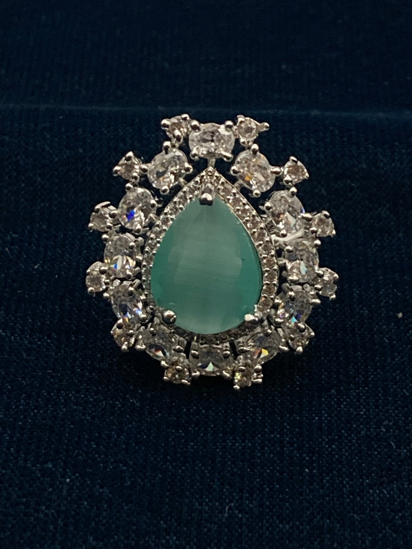 Deep Rhodium Plated Zircon Studded Adjustable Ring