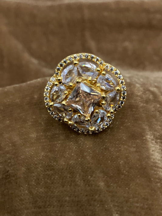 Premium Quality Gold Plated Zircons Studded Ring