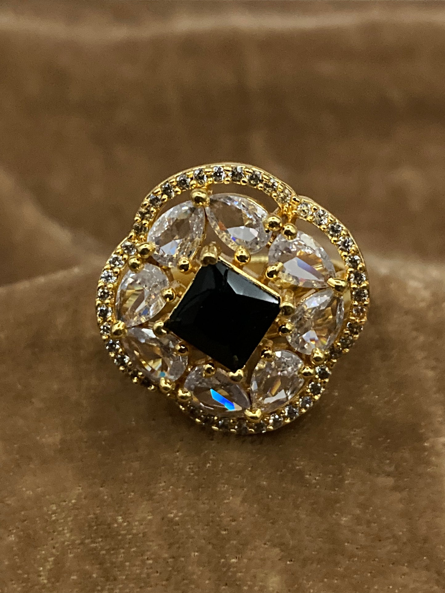 Premium Quality Gold Plated Zircon Studded Ring