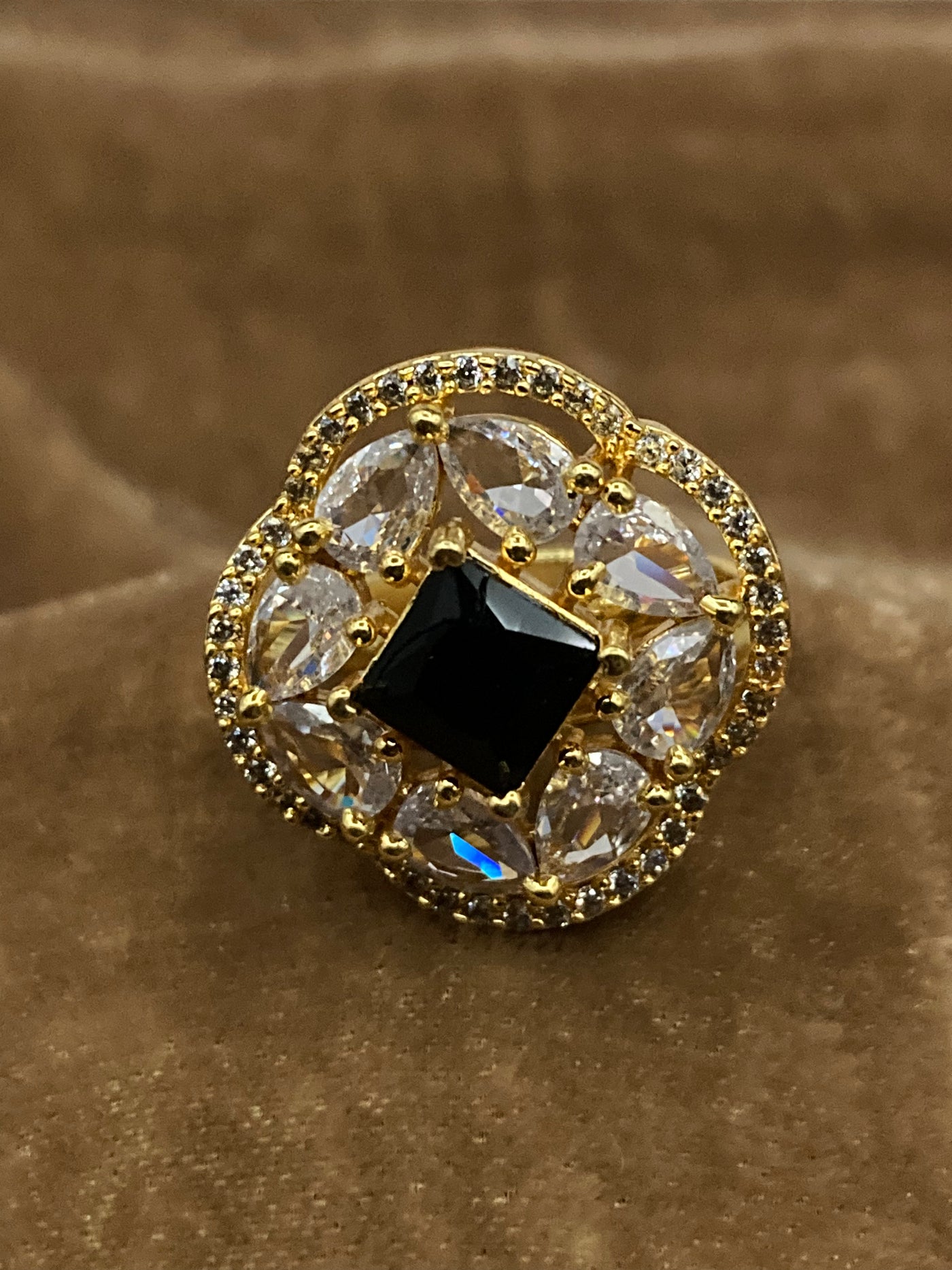 Premium Quality Gold Plated Zircon Studded Ring