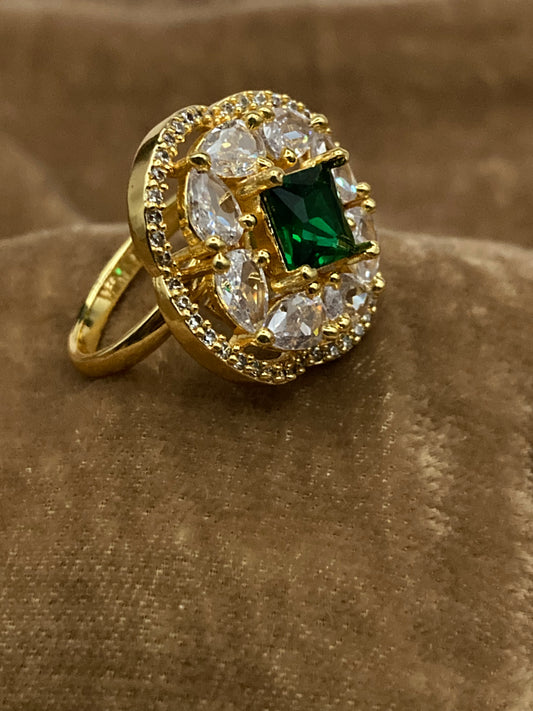 Premium Quality Gold Plated Zircon Studded Ring