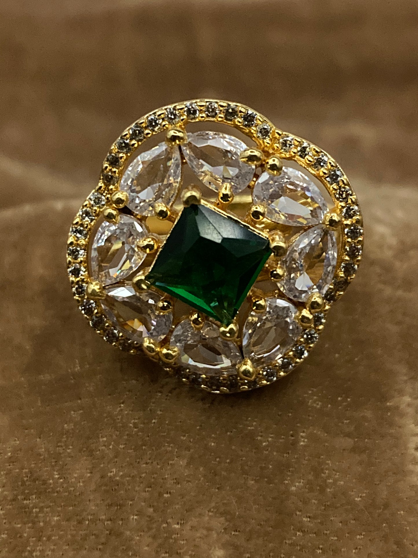 Premium Quality Gold Plated Zircon Studded Ring