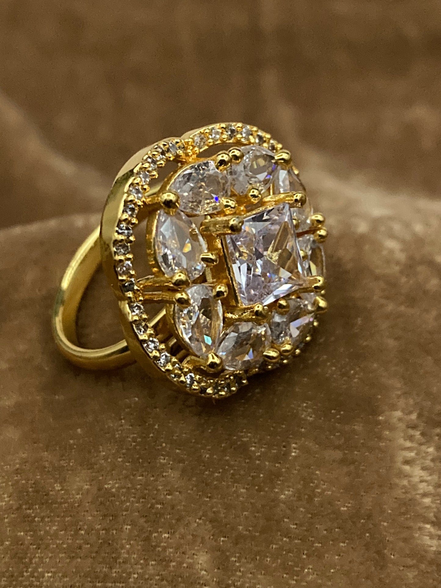 Premium Quality Gold Plated Zircon Studded Ring