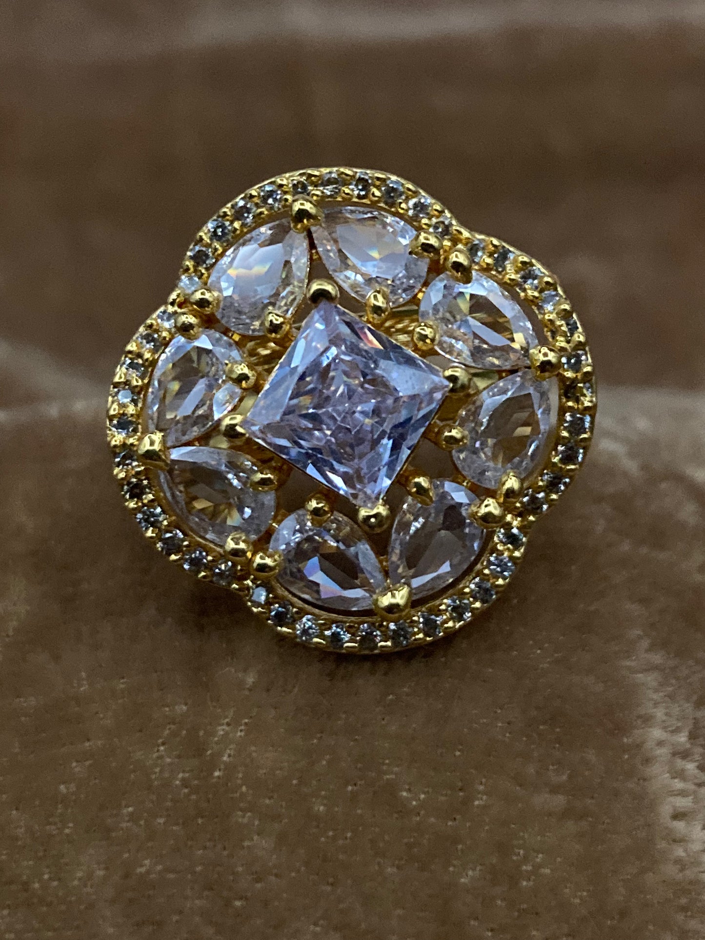 Premium Quality Gold Plated Zircon Studded Ring