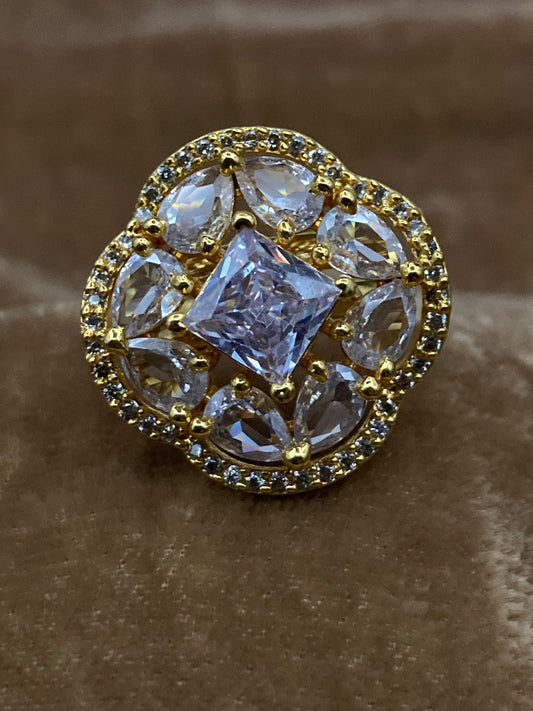 Premium Quality Gold Plated Zircon Studded Ring