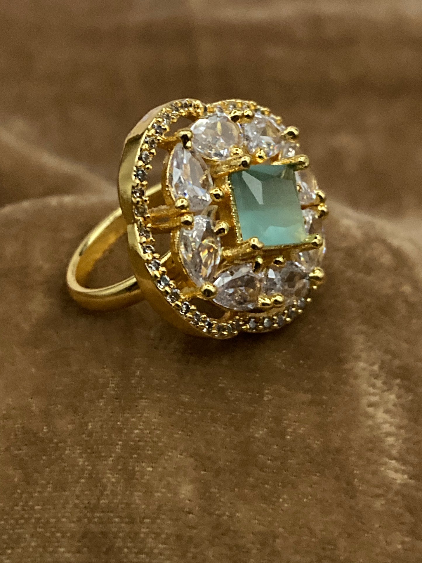Premium Quality Gold Plated Zircon Studded Ring