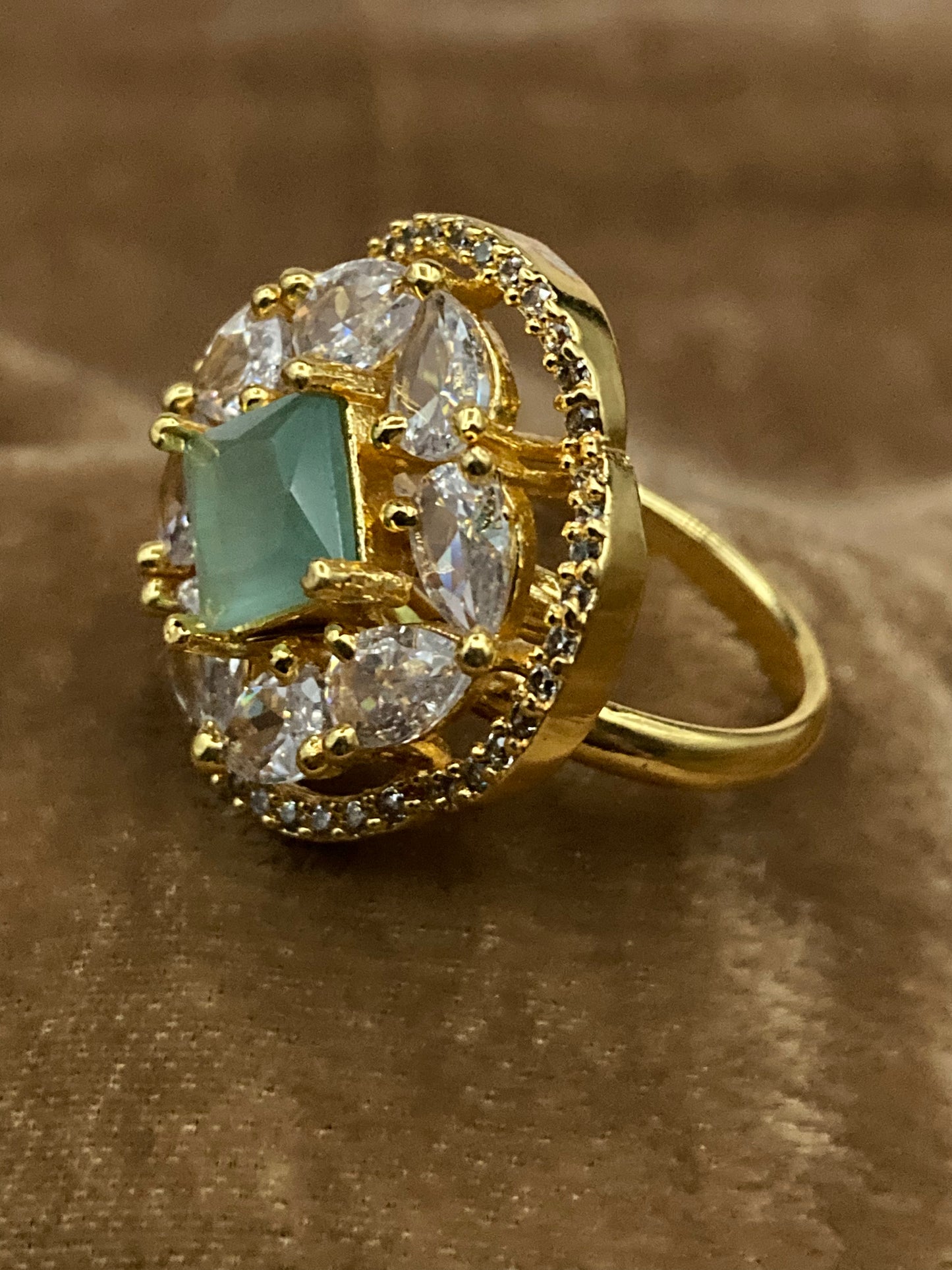 Premium Quality Gold Plated Zircon Studded Ring