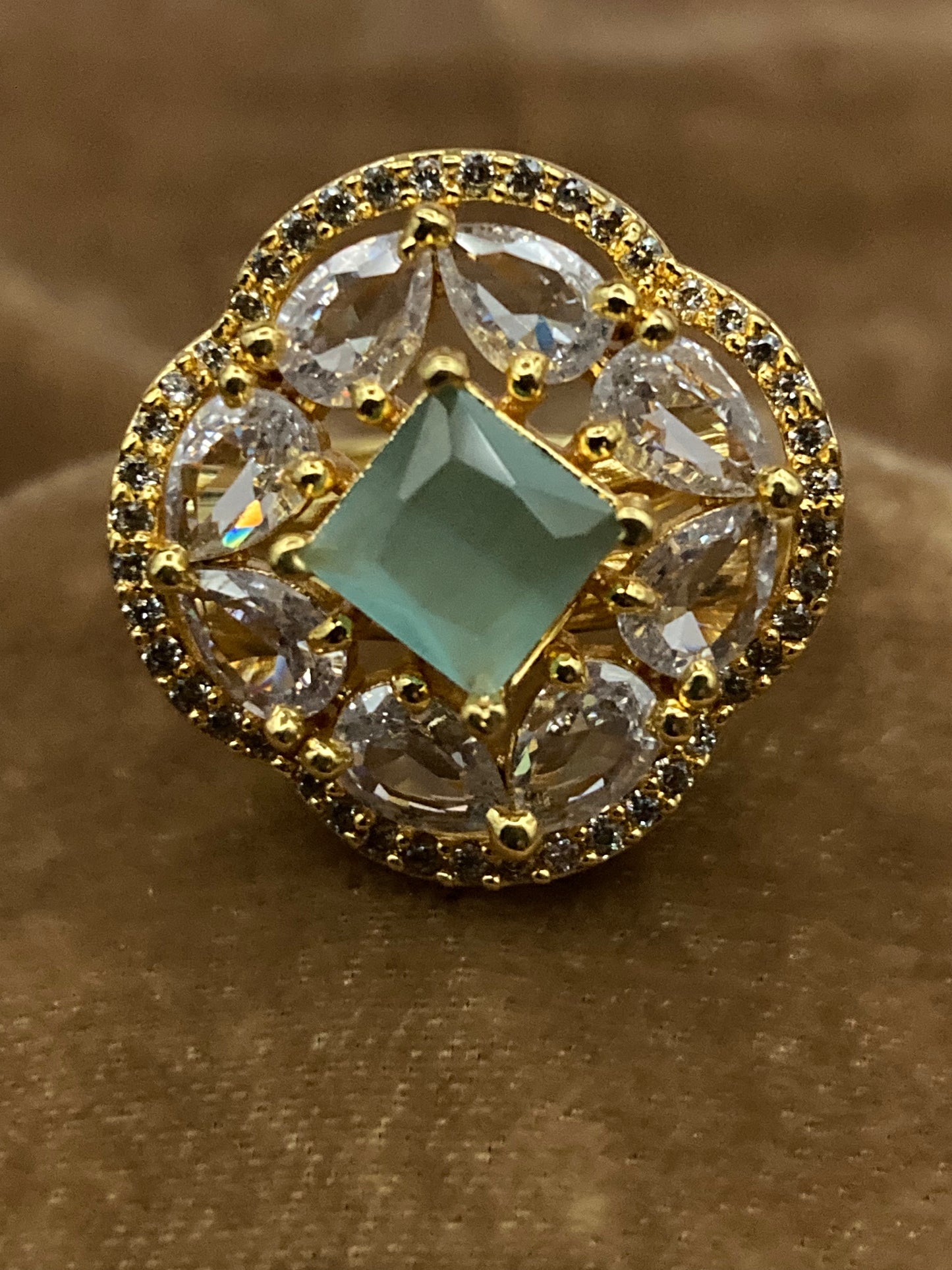 Premium Quality Gold Plated Zircon Studded Ring