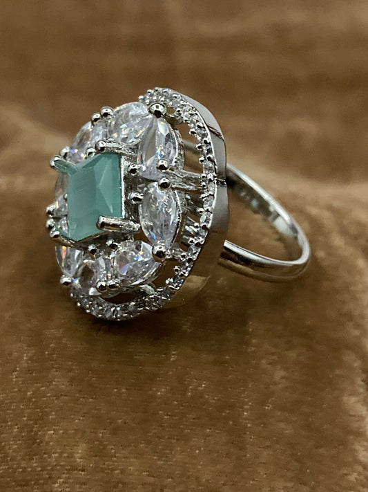 Premium Quality Deep Rhodium Plated Zircon Studded Ring