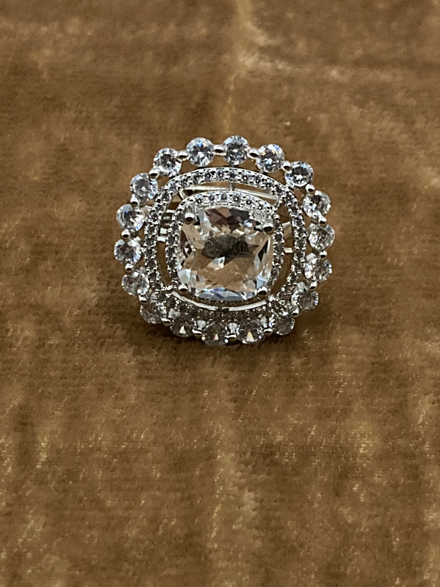 Premium Quality Deep Rhodium Plated Zircon Studded Ring