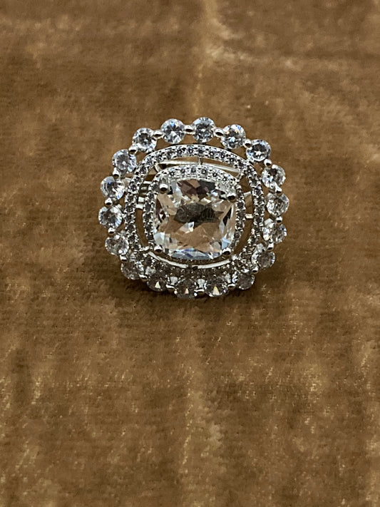 Premium Quality Deep Rhodium Plated Zircon Studded Ring