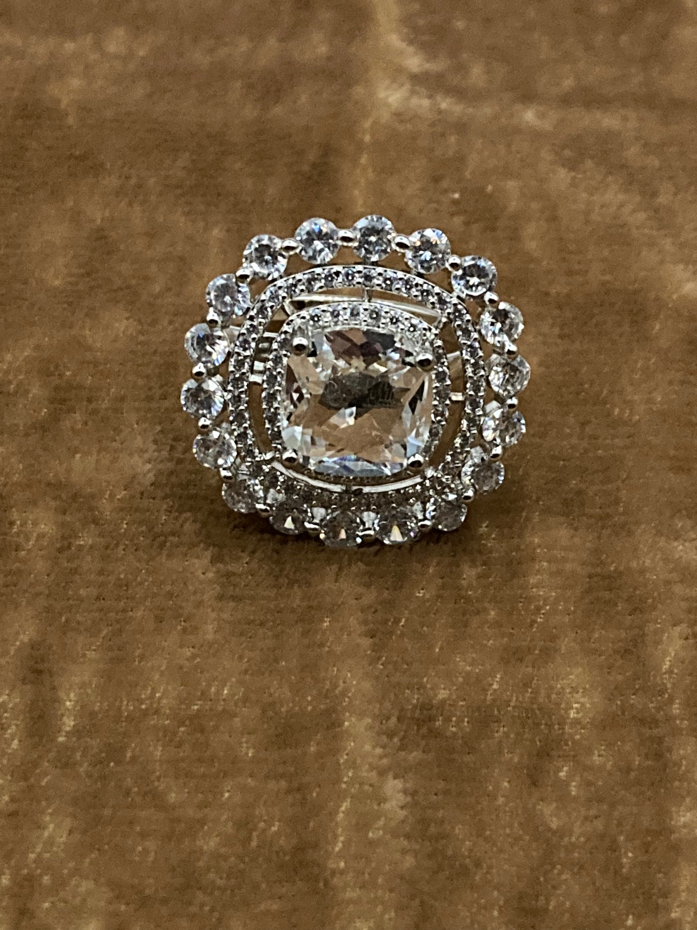 Premium Quality Deep Rhodium Plated Zircon Studded Ring