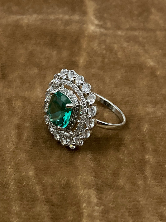 Premium Quality Deep Rhodium Plated Zircon Studded Ring