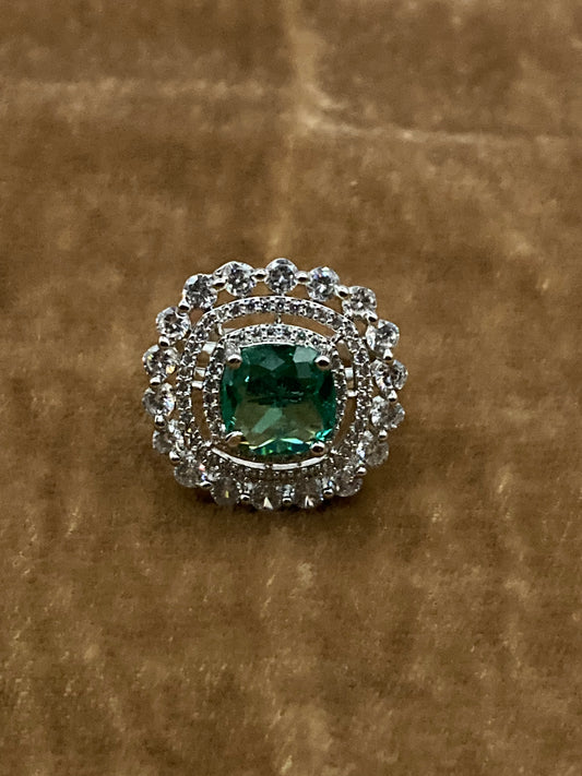 Premium Quality Deep Rhodium Plated Zircon Studded Ring