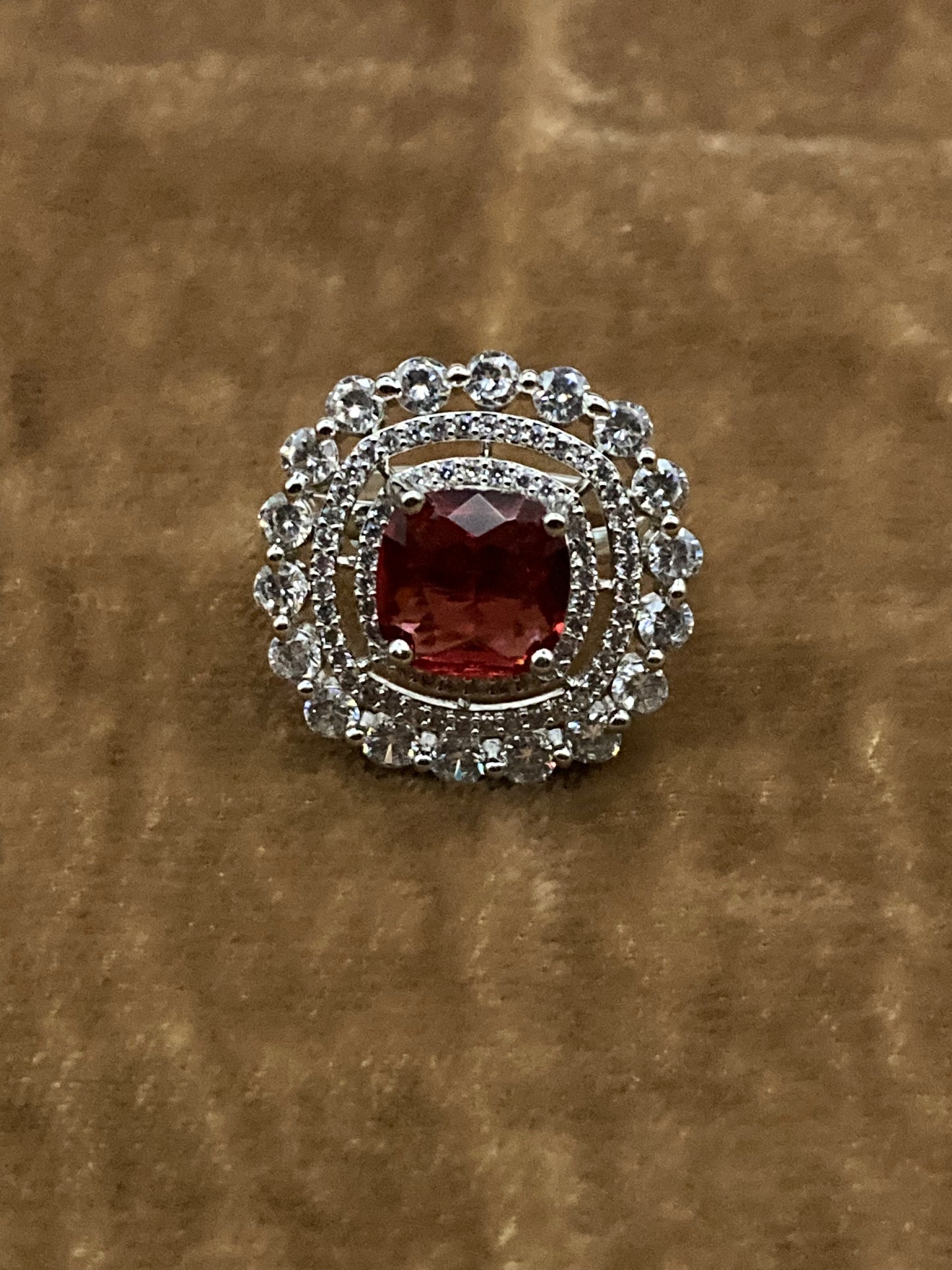 Premium Quality Deep Rhodium Plated Zircon Studded Ring