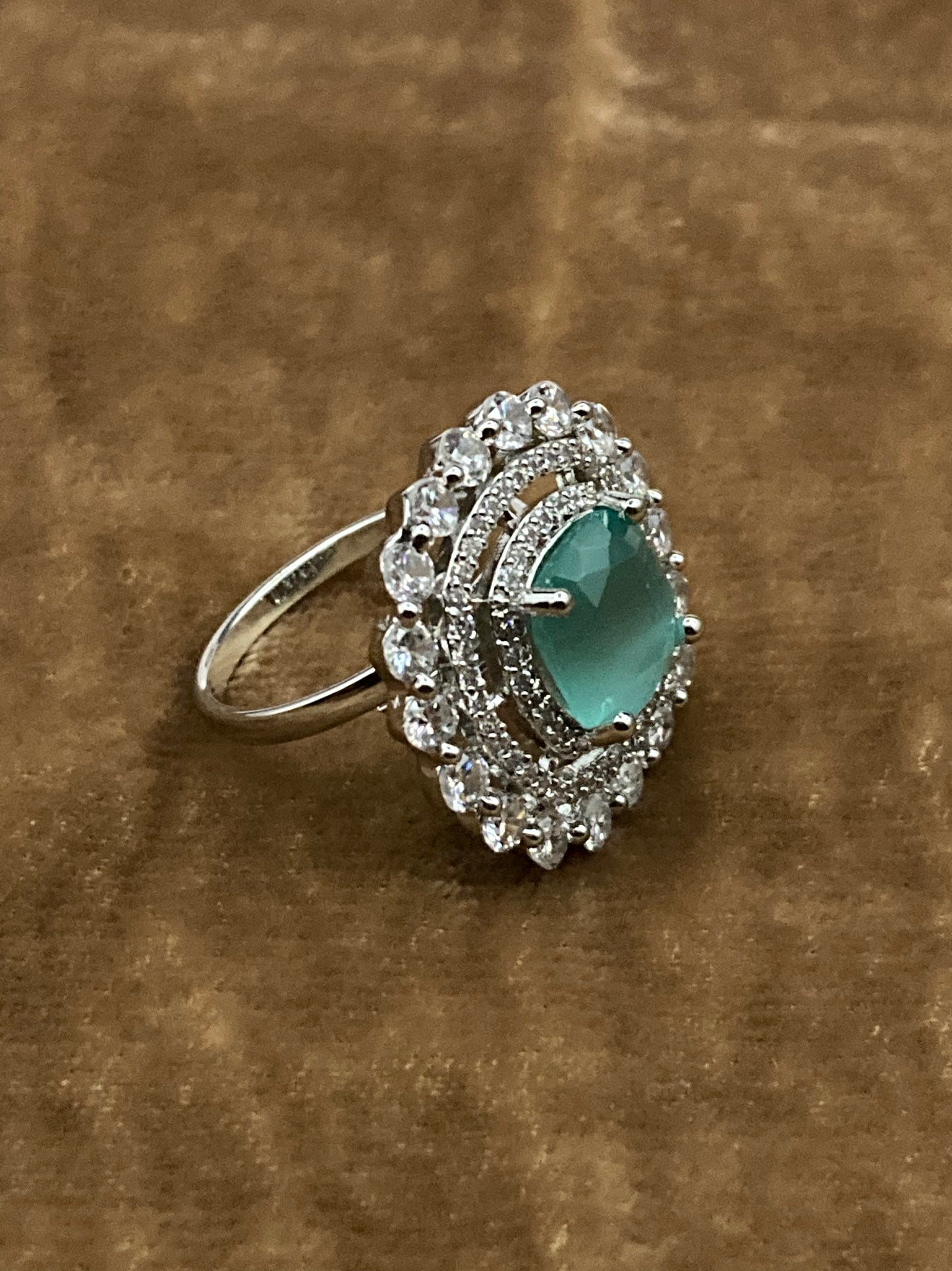 Premium Quality Deep Rhodium Plated Zircon Studded Ring