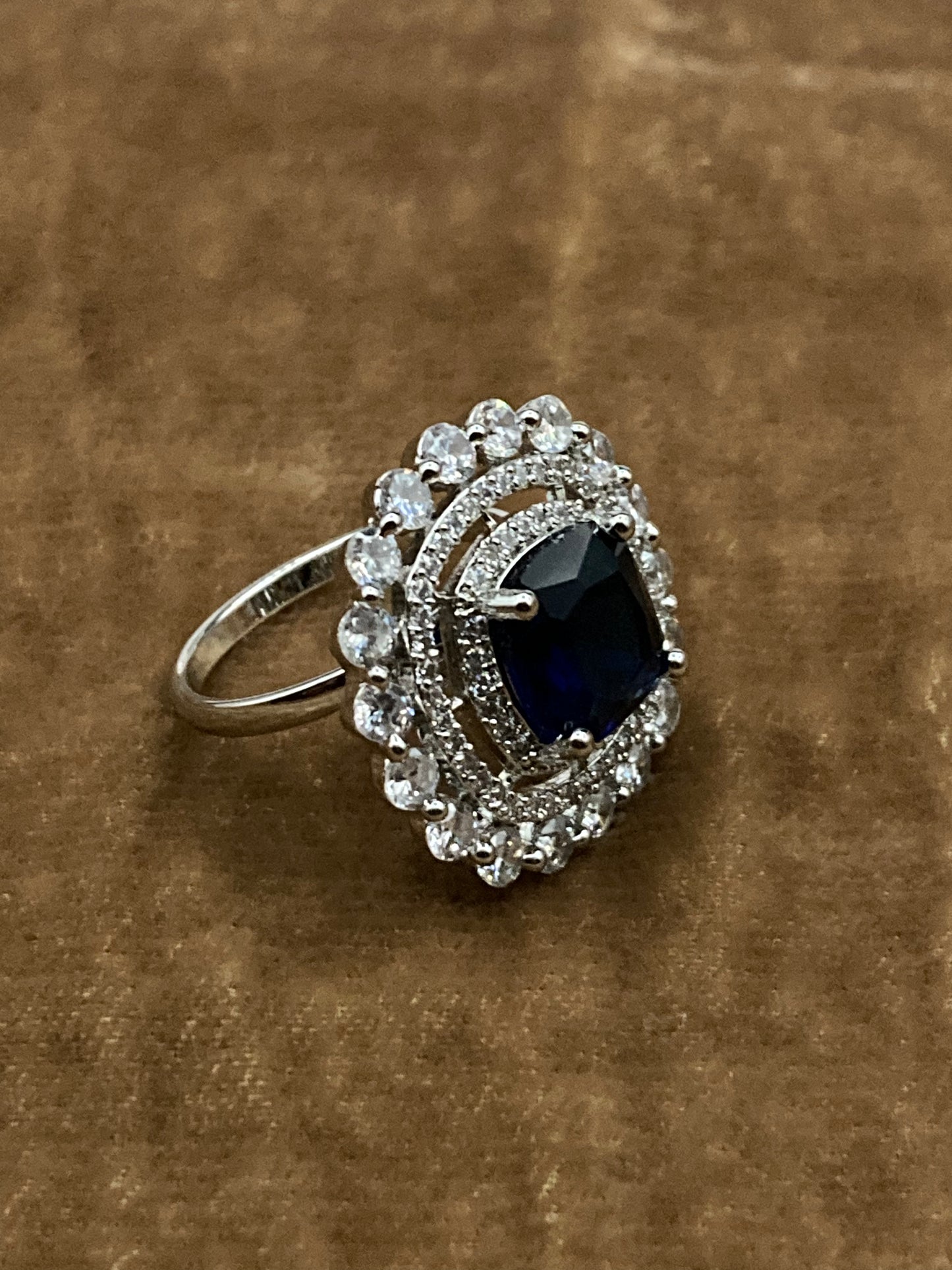 Premium Quality Deep Rhodium Plated Zircon Studded Ring