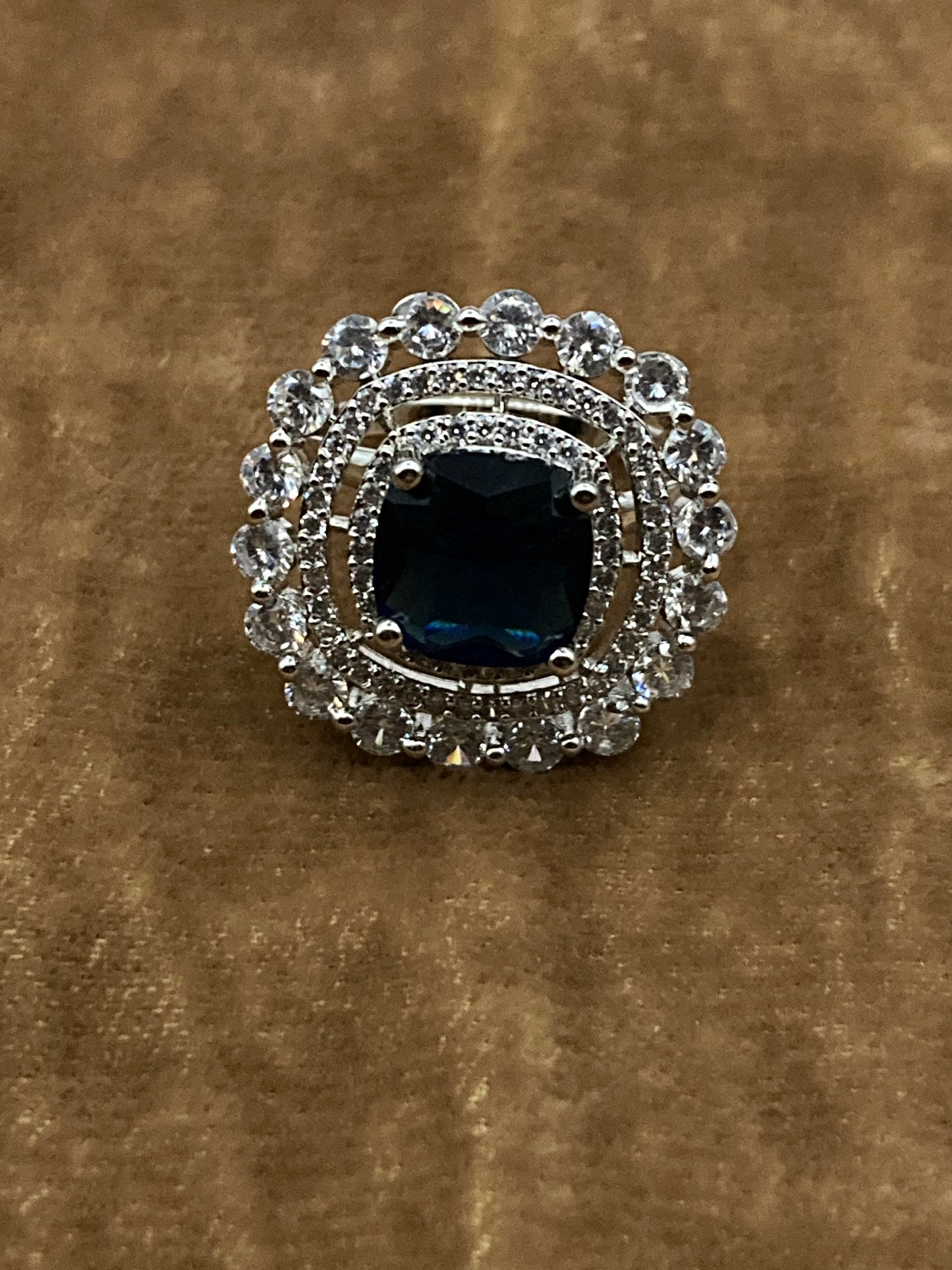Premium Quality Deep Rhodium Plated Zircon Studded Ring