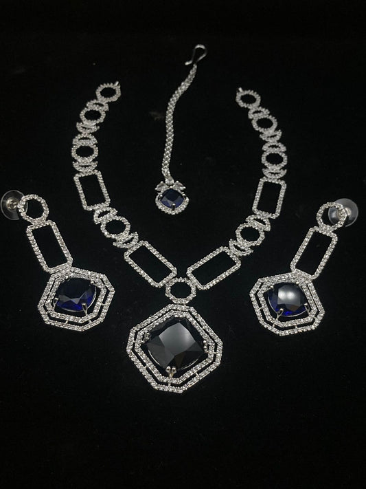 Rhodium Plated Zircon Necklace Set