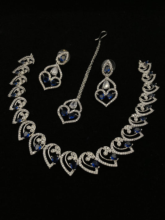 Rhodium Plated Zircon Necklace Set