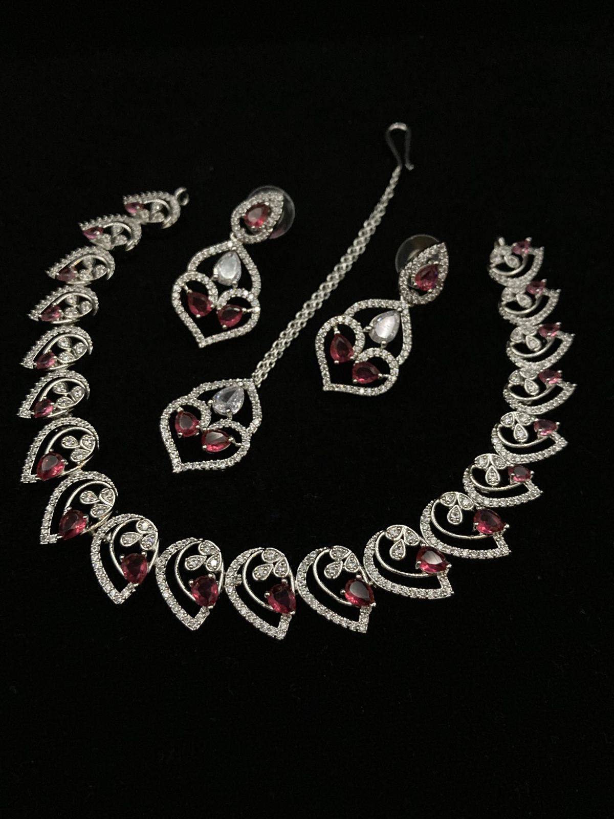 Rhodium Plated Zircon Necklace Set