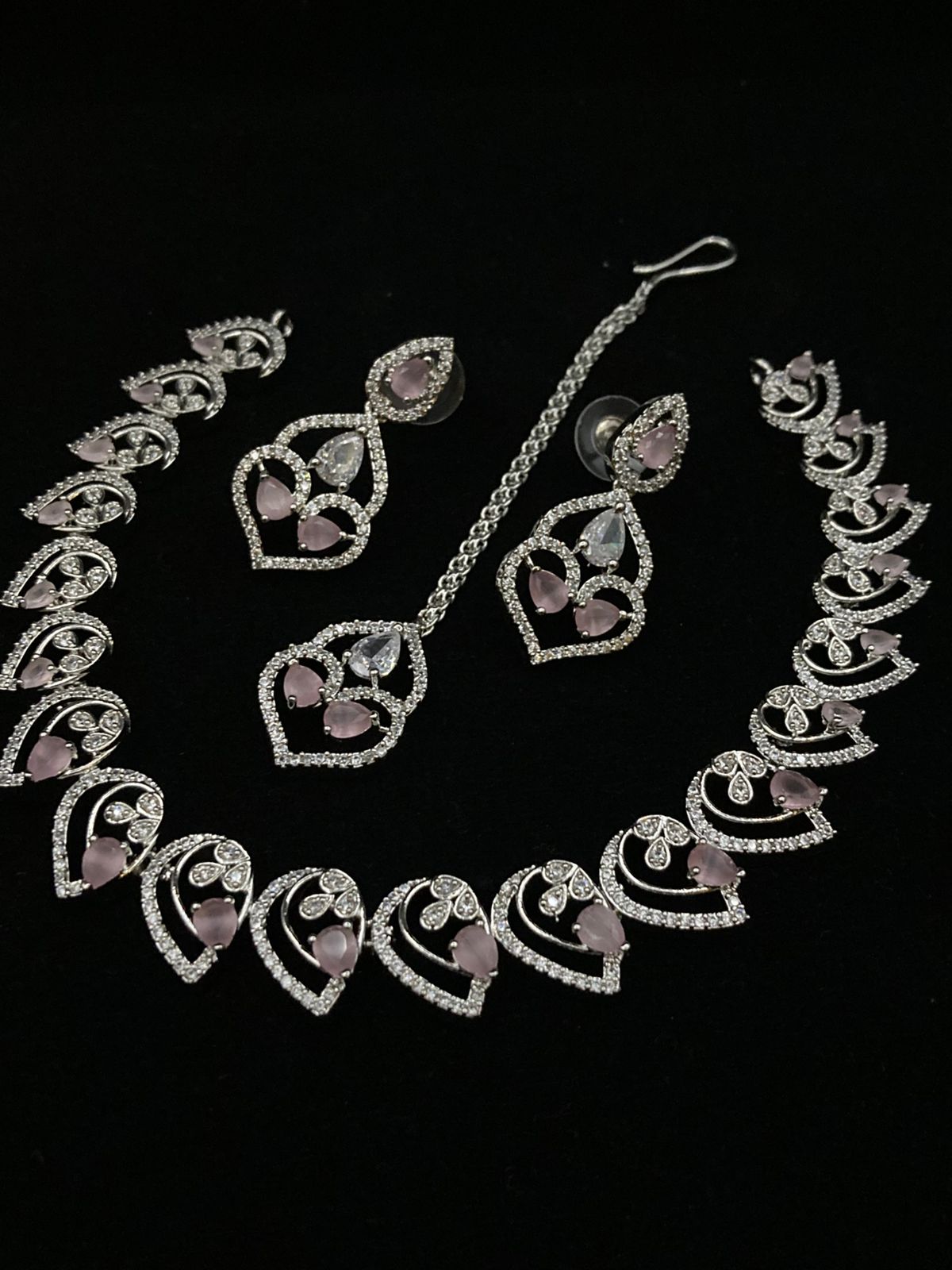 Rhodium Plated Zircon Necklace Set