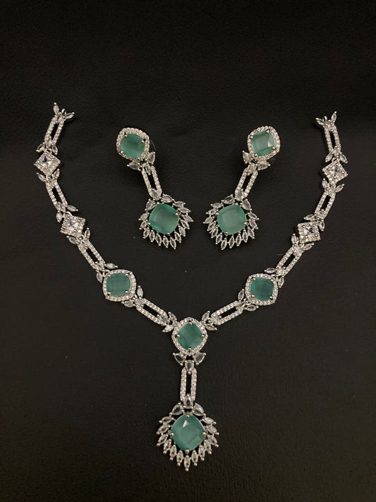 Rhodium Plated Zircon Necklace Set